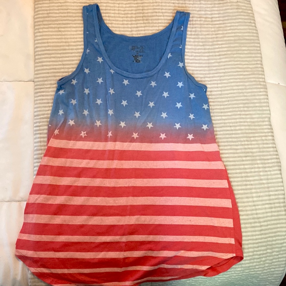 Red white and blue tank top.